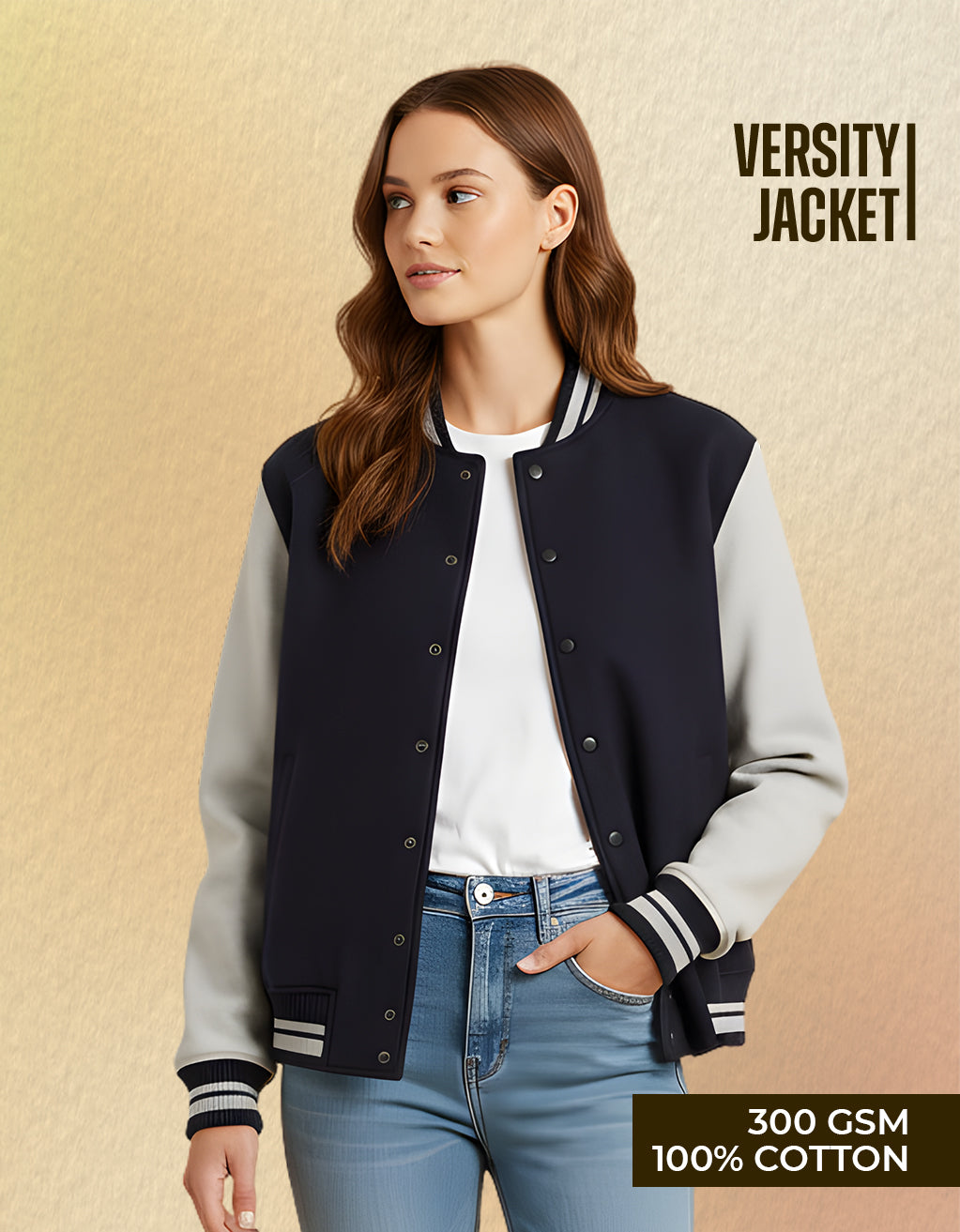 Women's Varsity Jacket (Navy Blue)