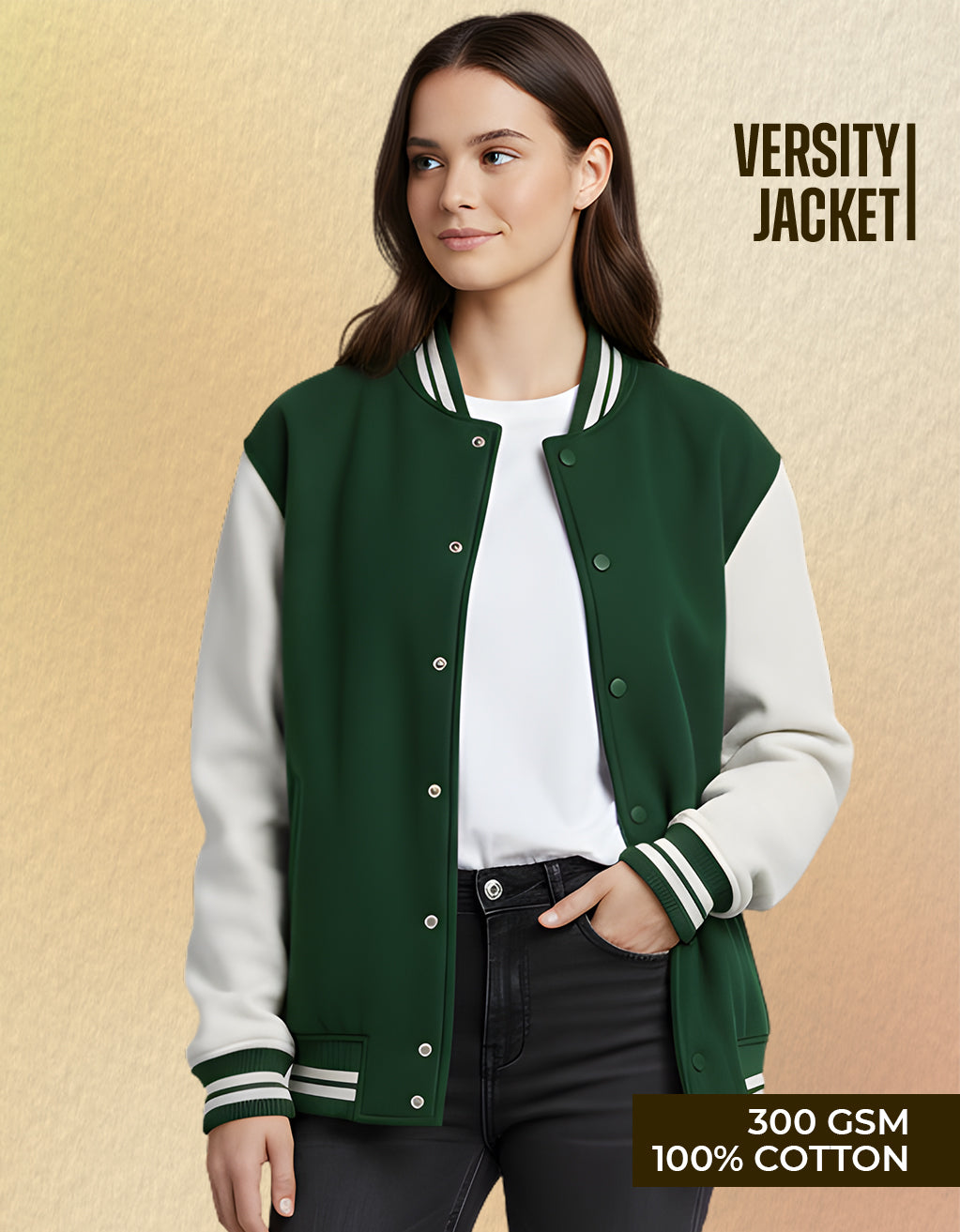 Women's Varsity Jacket (Bottle Green)