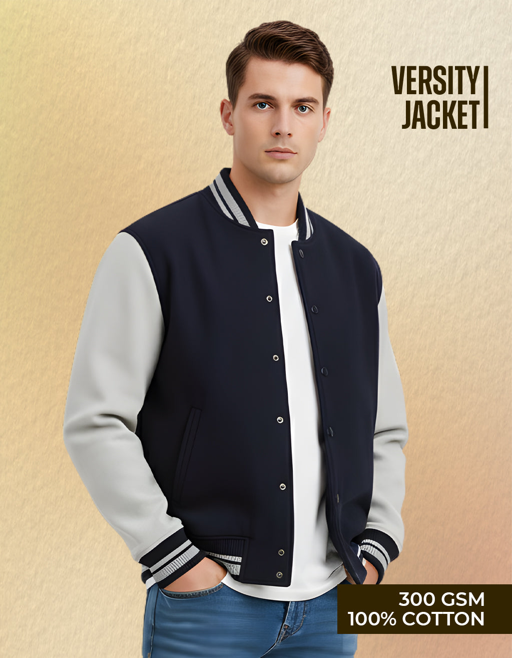 Men's Varsity Jacket (Navy Blue)