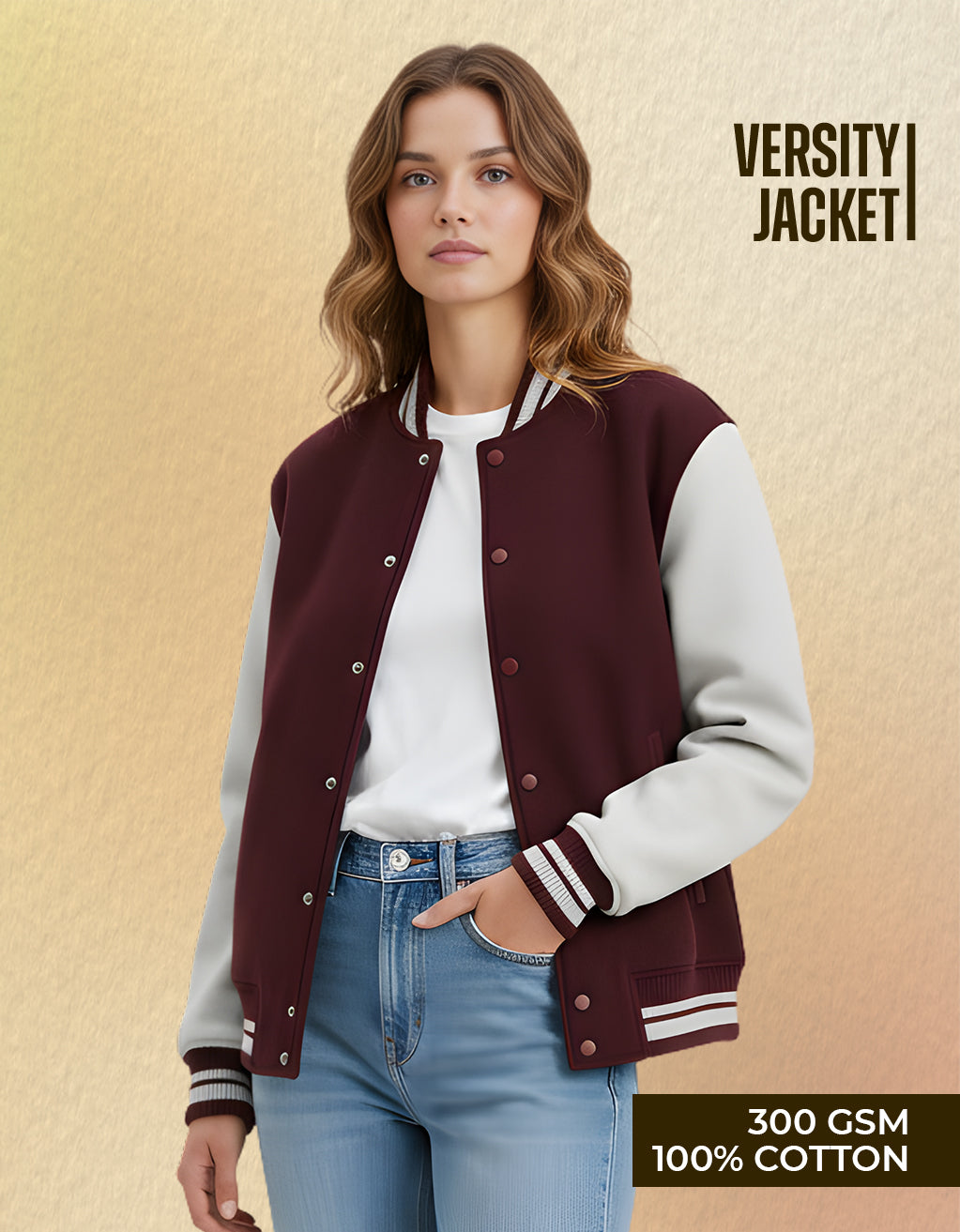Women's Varsity Jacket (Maroon)
