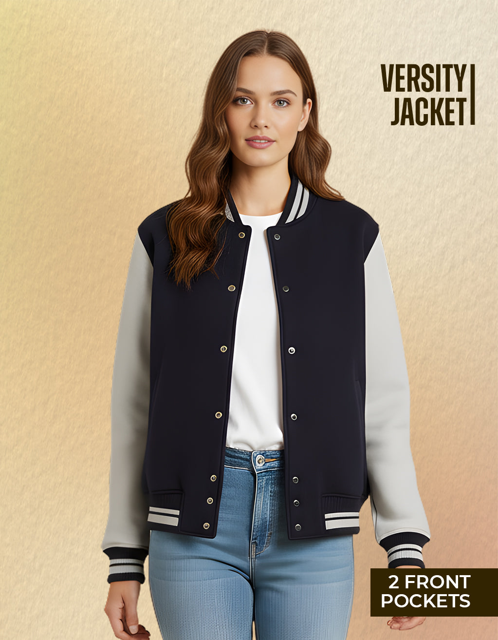 Women's Varsity Jacket (Navy Blue)
