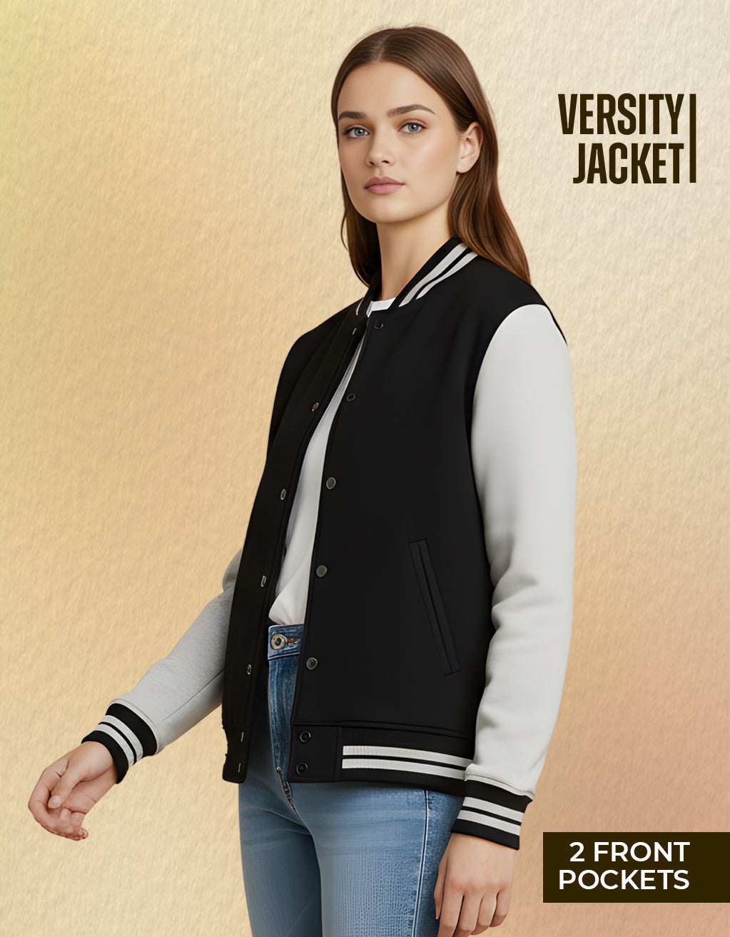 Women's Varsity Jacket (Black)