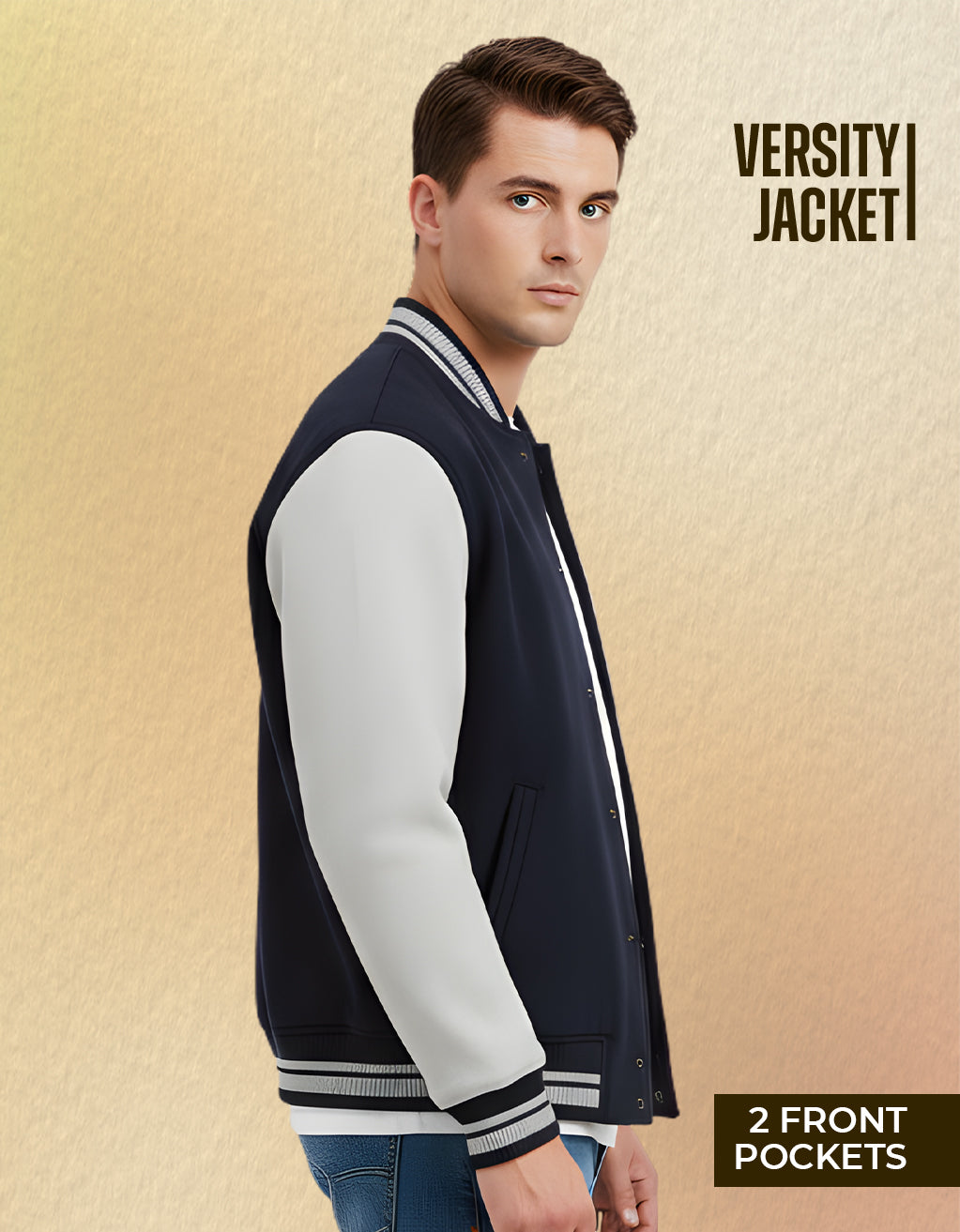 Men's Varsity Jacket (Navy Blue)