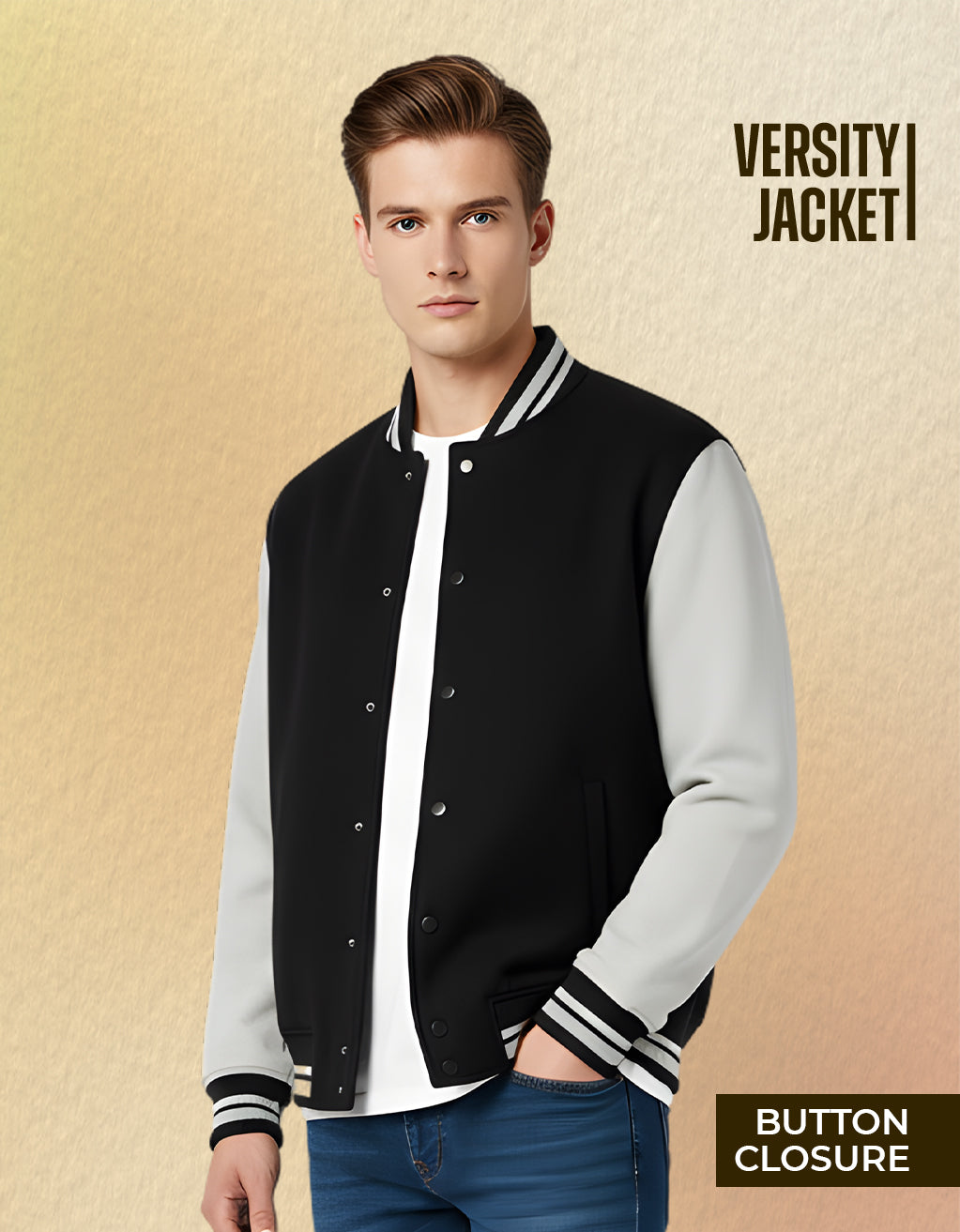 Men's Varsity Jacket (Black)