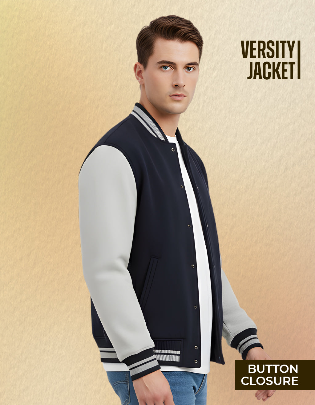 Men's Varsity Jacket (Navy Blue)