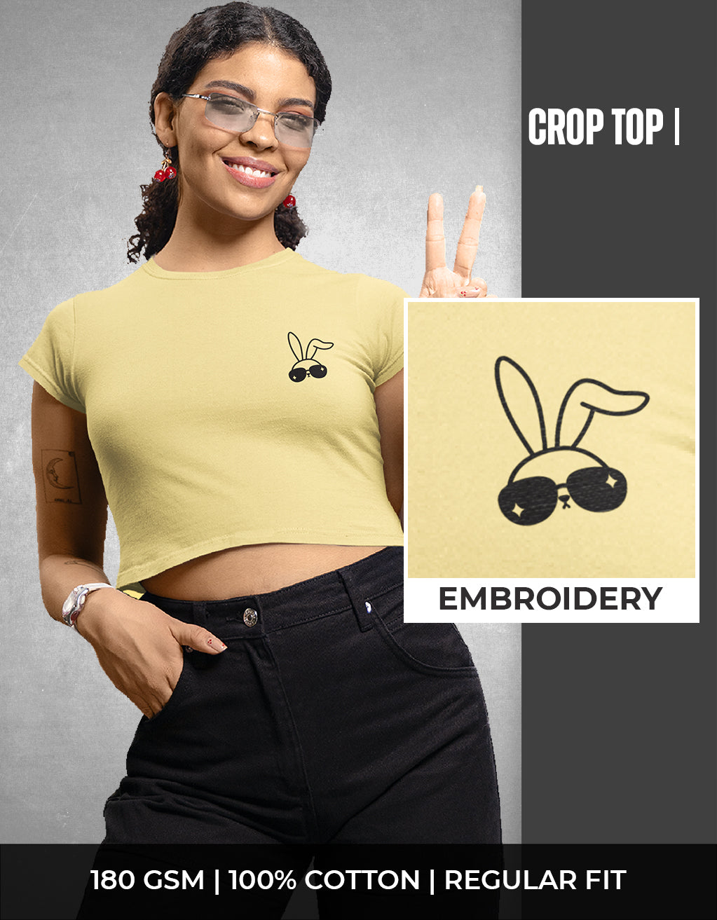 Women’s Crop Top (Bunny Embroidery)