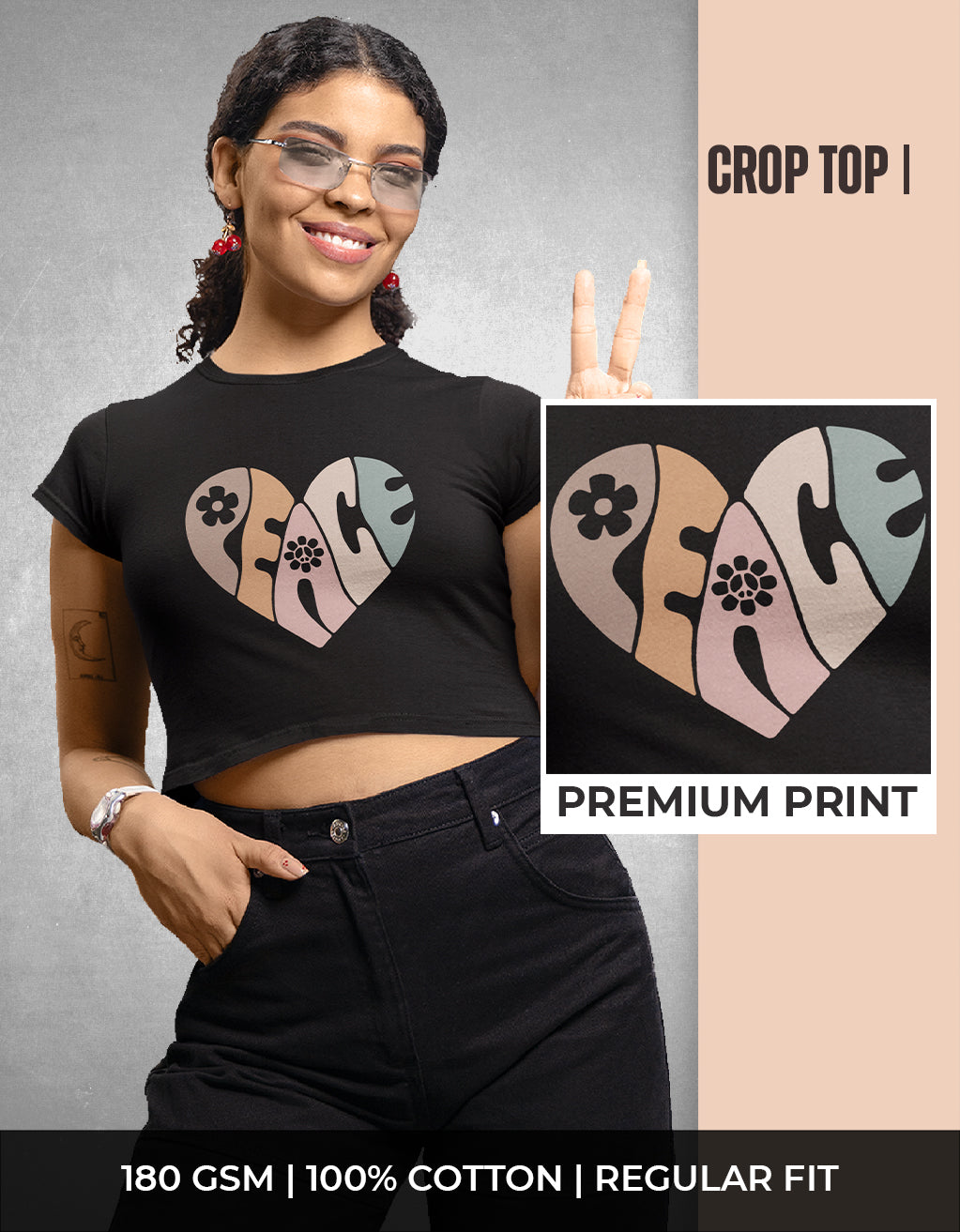 Women’s Crop Top (Peace)