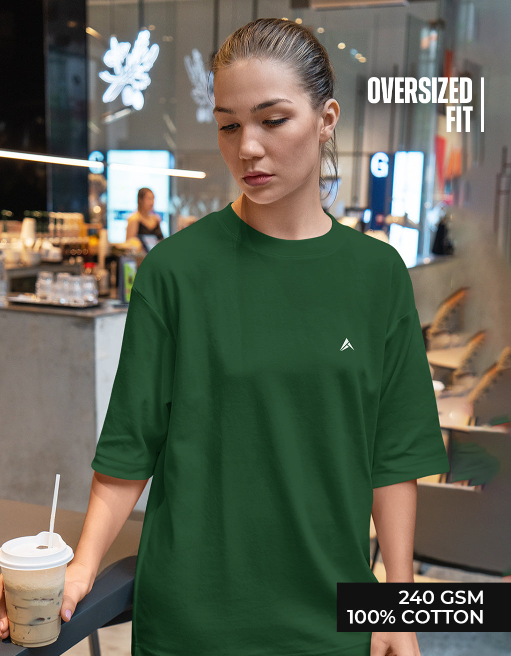 Women's Oversized T-Shirt (Bottle Green)