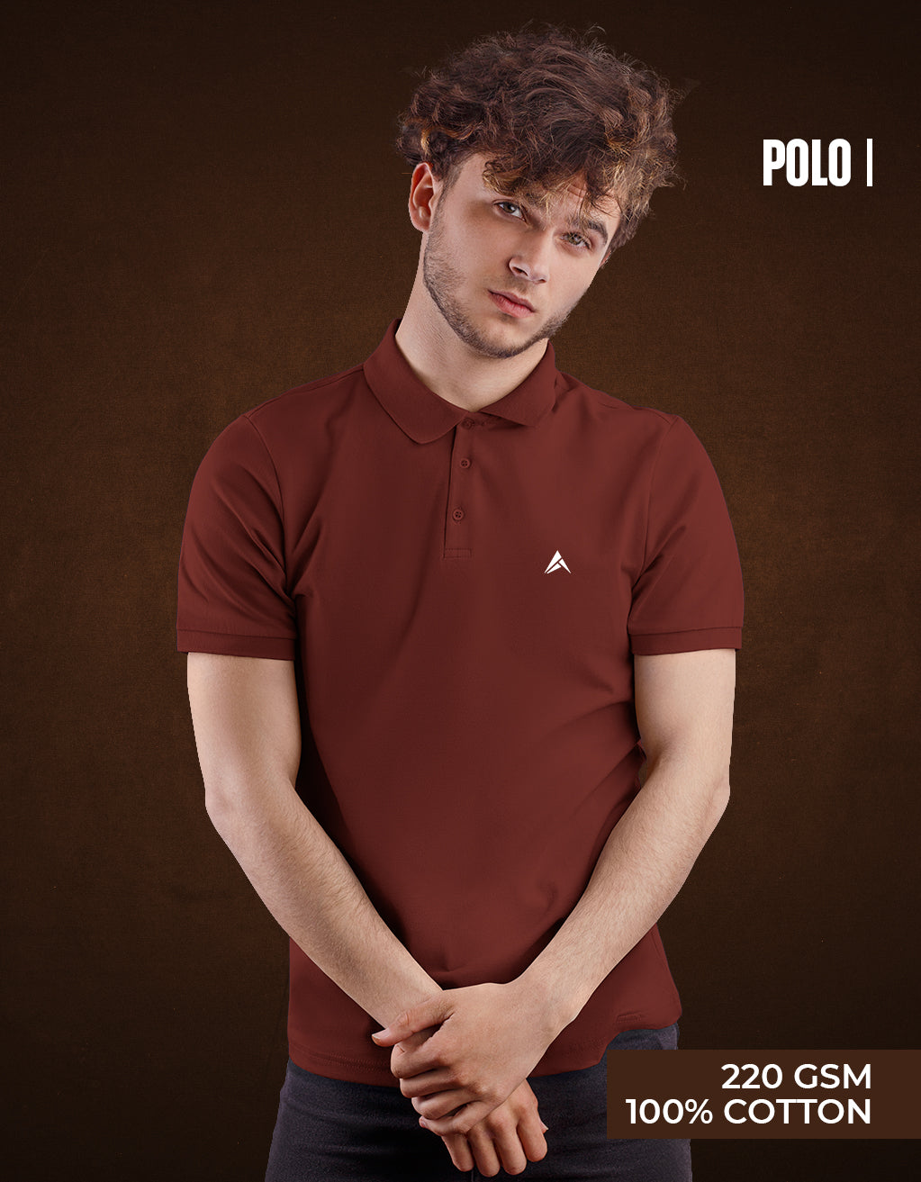 Men's Polo T-Shirt (Brick Red)