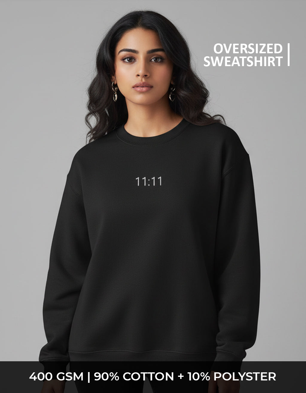Women's Oversized Sweatshirt (11:11) - 6 Colours - Embroidery