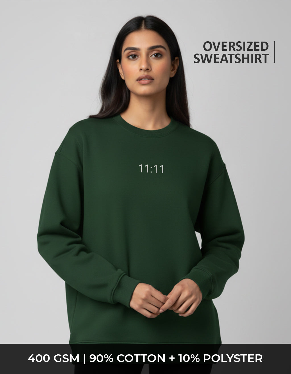 Women's Oversized Sweatshirt (11:11) - 6 Colours - Embroidery