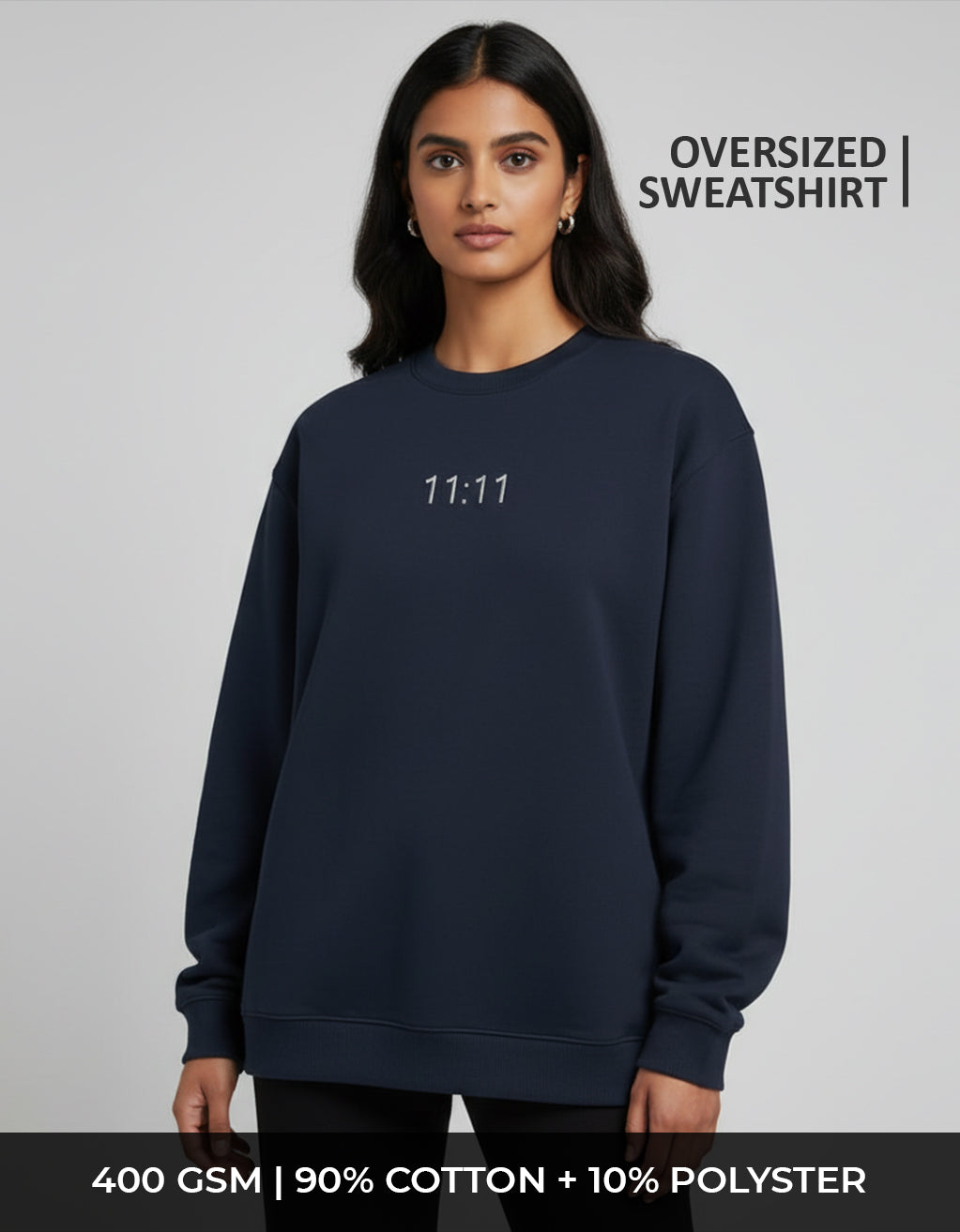 Women's Oversized Sweatshirt (11:11) - 6 Colours - Embroidery