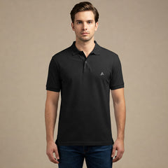 Astryx Men’s Premium Cotton Polo – Embroidered Logo (Black)