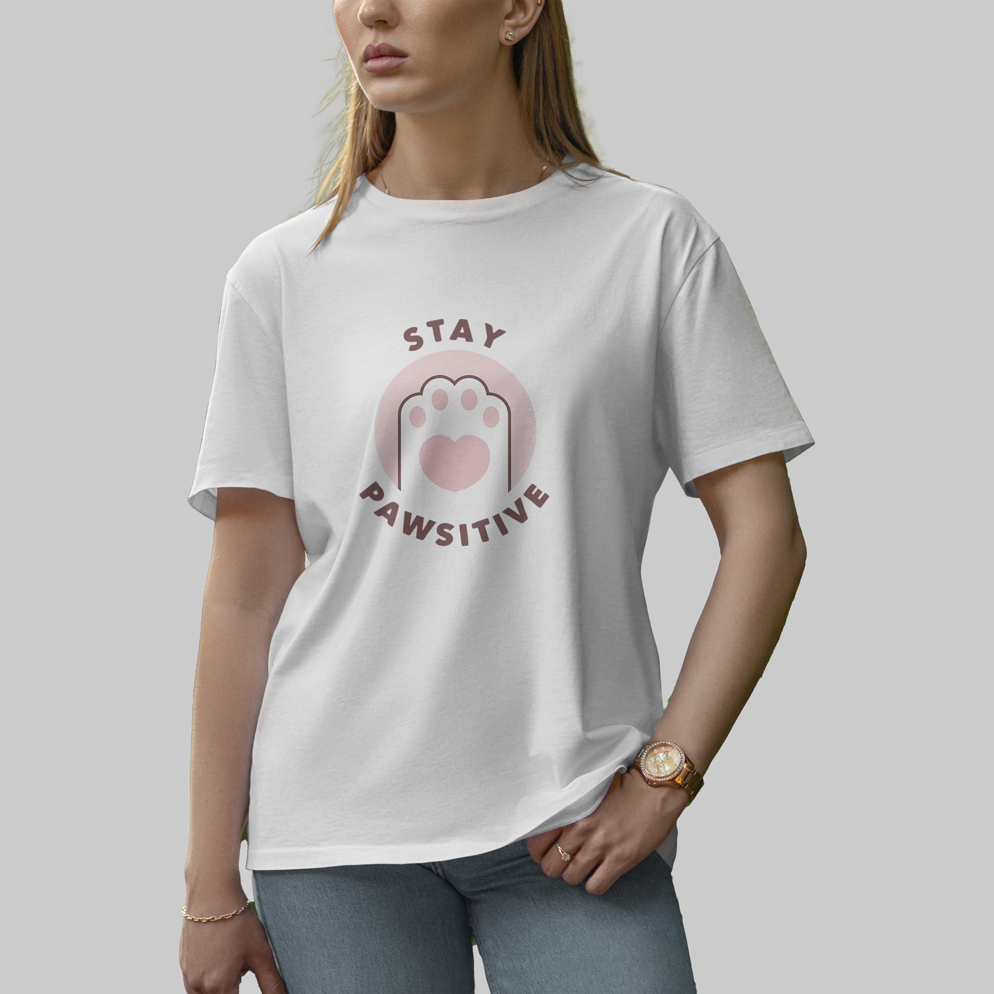 Women’s Oversized Pawsitive T-shirt (White)