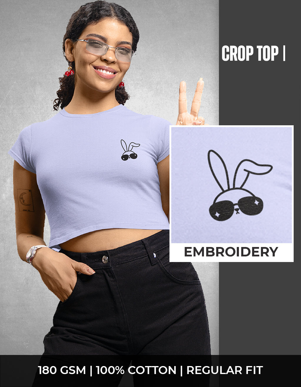 Women’s Crop Top (Bunny Embroidery)