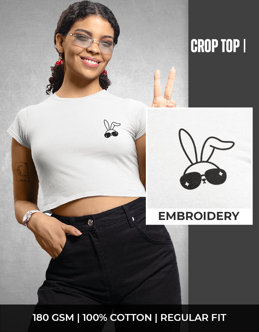 Women’s Crop Top (Bunny Embroidery)