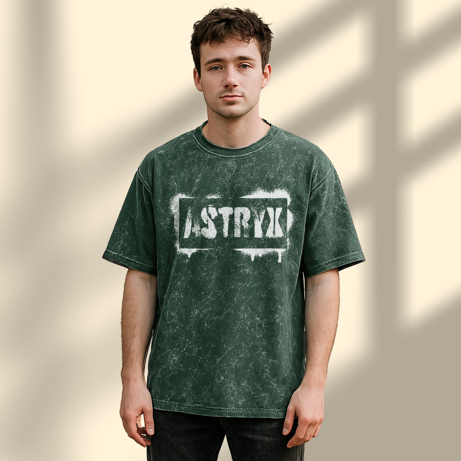 Men's Acid Washed Oversized Tee (Bottle Green)