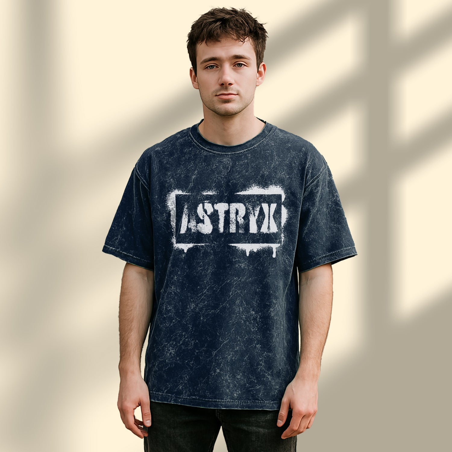 Men's Acid Washed Oversized Tee (Navy Blue)